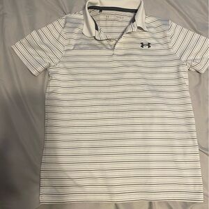 Under Armour youth Striped Polo Shirt - White and Black